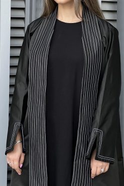 MOI032216 6 Black Victoria Satin Abaya