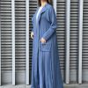 Blue Louise Crepe Pocket Abaya