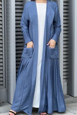 MOI032220 3 Blue Louise Crepe Pocket Abaya