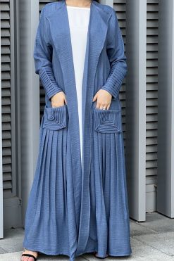 MOI032220 4 Blue Louise Crepe Pocket Abaya