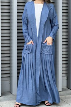 MOI032220 5 Blue Louise Crepe Pocket Abaya