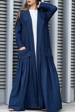 Blue Louise Crepe Pocket Abaya