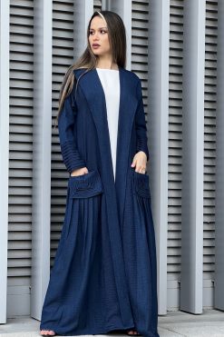 MOI032221 3 Blue Louise Crepe Pocket Abaya