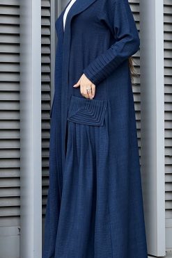 MOI032221 4 Blue Louise Crepe Pocket Abaya