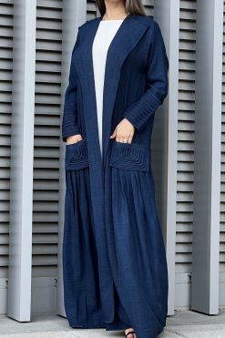MOI032221 5 Blue Louise Crepe Pocket Abaya