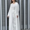 White Louise Crepe Abaya Set