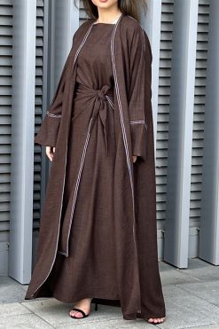 Brown Louise Crepe Abaya Set