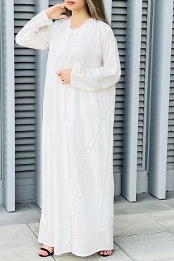 MOI032226 3 White Linen Abaya
