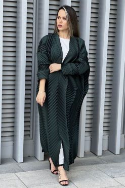 MOI032229 3 rotated Green Taffeta Abaya