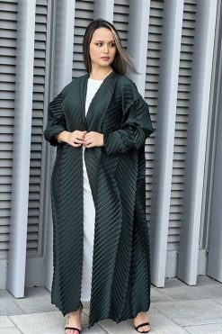 MOI032229 4 rotated Green Taffeta Abaya