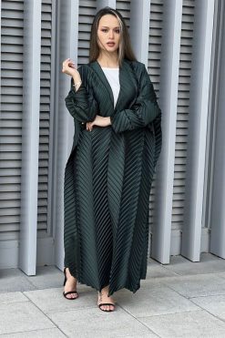 MOI032229 5 rotated Green Taffeta Abaya