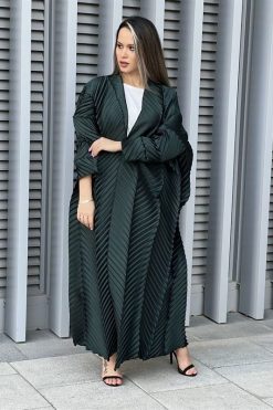 MOI032229 6 rotated Green Taffeta Abaya