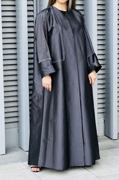 MOI032230 4 Black Taffeta Abaya