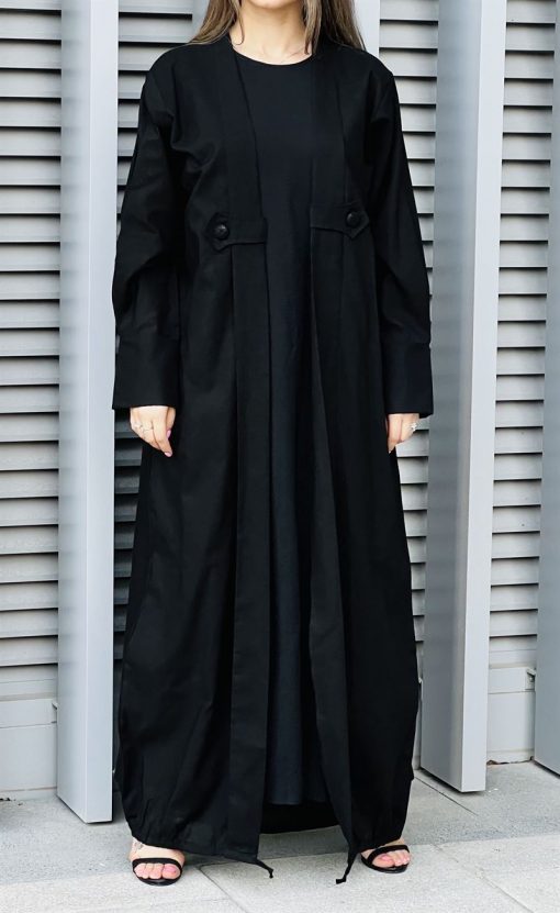 Black Linen Abaya