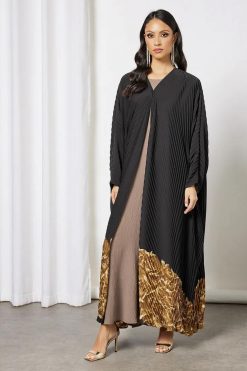 Bsi3621 4 Self printed pleated abaya