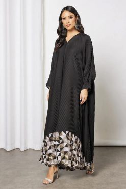 Bsi3622 3 Self printed pleated abaya