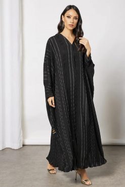 Self Printed Pleated Abaya