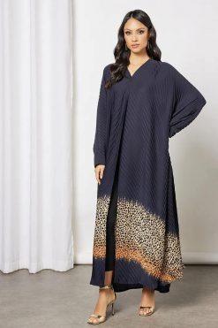 Bsi3625 4 Self printed pleated abaya