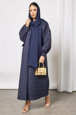 Quilted pearls embellished abaya 6 bsi3630 3 Quilted pearls embellished abaya