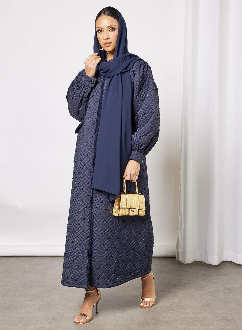Quilted pearls embellished abaya 3 Quilted pearls embellished abaya - Image 3