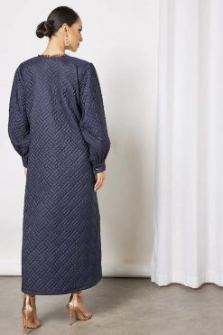 Quilted pearls embellished abaya 7 Bsi3630 4 Quilted pearls embellished abaya