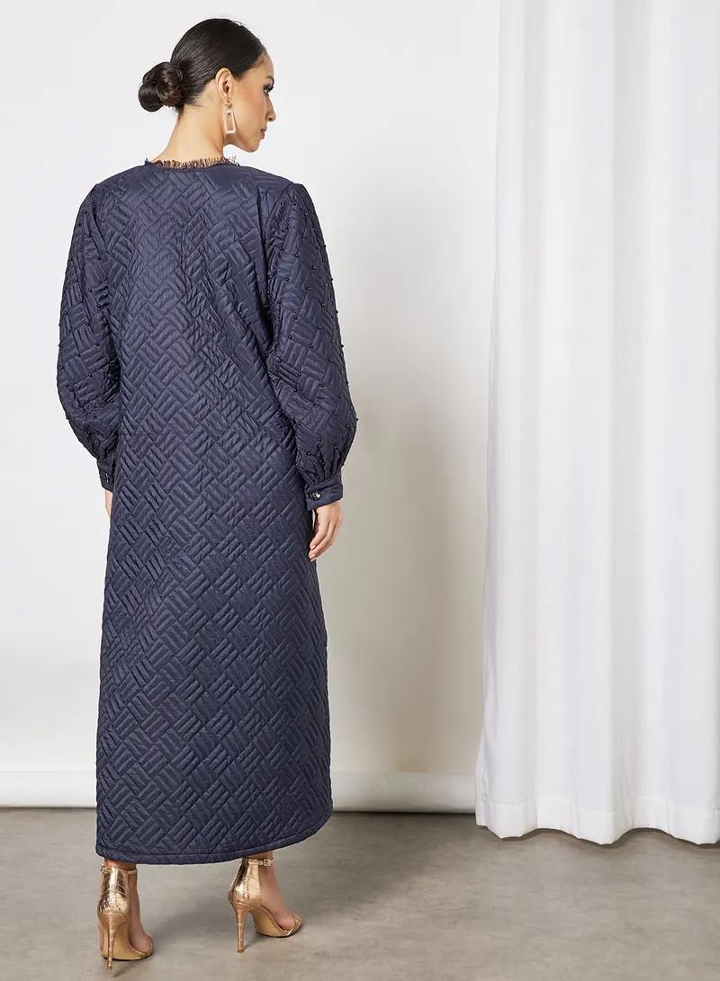 Quilted pearls embellished abaya 4 Quilted pearls embellished abaya - Image 4