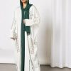 White Abaya With Green Dupatta