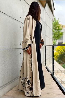 YN 22120 4 Cream Tree Abaya