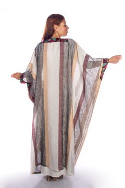 BR202129 4 1 Stripes Linen Bisht