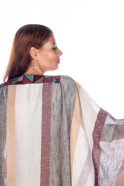 BR202129 5 1 Stripes Linen Bisht