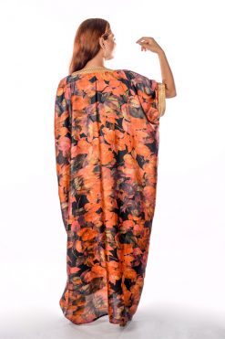 BR202133 3 1 Black And Orange Leaves Print Bisht