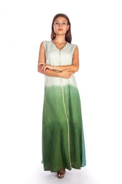 BR202134 4 1 Sky Blu-Green Bisht Set With Colored Flowers Embroidery