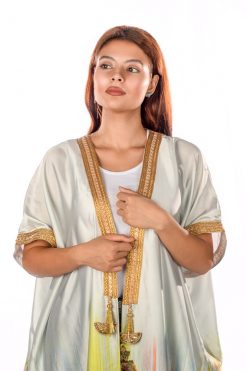 BR202138 5 1 Colorful Silk Satin Bisht