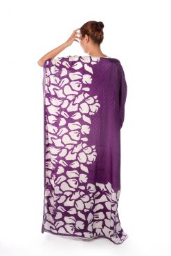 BR202141 4 1 Purple-White Printed Silk Satin Bisht