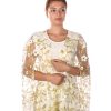 BR202145 2 1 Off White-Golden 3D Dantel Bisht