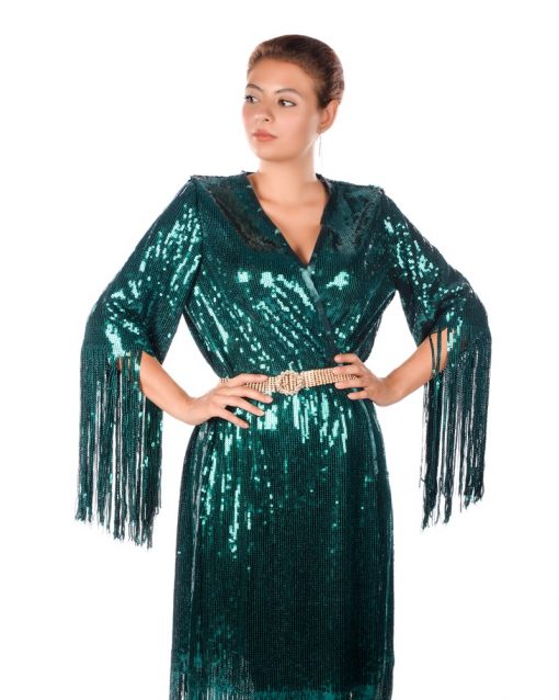 Green Sequence Caftan Dress