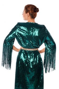 BR202147 4 1 Green Sequence Caftan Dress