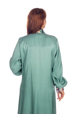 Mint Green Silk Organza Caftan With Sequins
