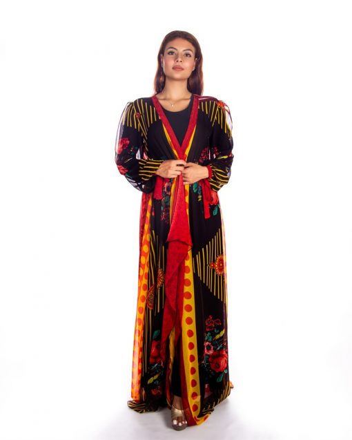 Black-Orange -Yellow Beach Dress