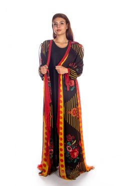 BR202150 3 1 Black-Orange -Yellow Beach Dress