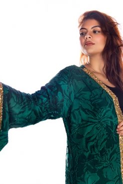 BR202151 5 1 Green Caftan With Golden Embroidery Beads