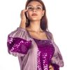 Purple Caftan Dress With Sequins