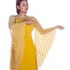 Yellow Caftan Dress With Sequince Sleeves