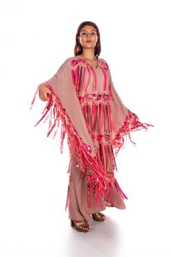 BR202155 4 1 Pink Linen Caftan Dress