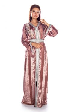 BR202156 4 1 Pink Velvet Moroccan Caftan