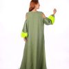 BR202157 2 1 Green Caftan Dress With Sequins