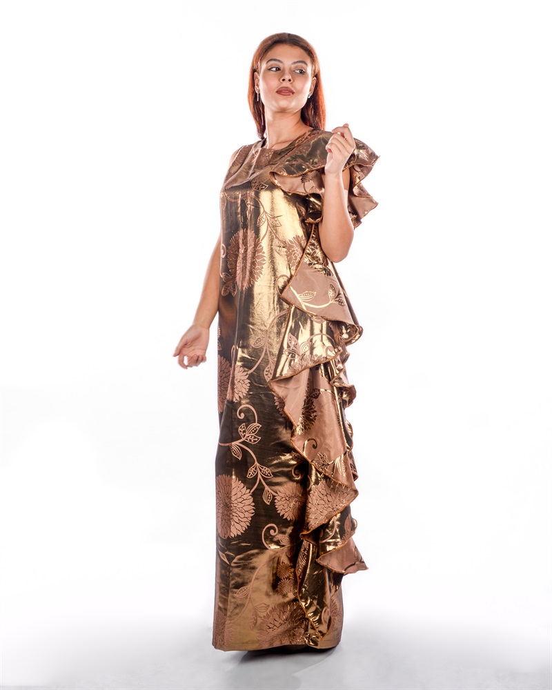 Ladies Kaftan Caftan Couleur Bronze Shiny Bronze Caftan With