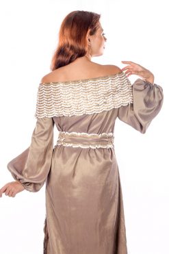 BR202162 4 1 Bronze Caftan With White Sequins