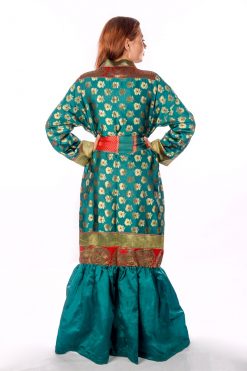 BR202167 4 1 Green Indian Silk Kaftan Abaya