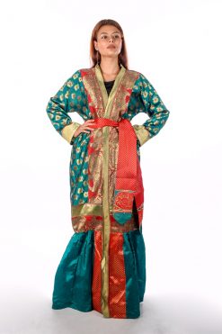 BR202167 5 1 Green Indian Silk Kaftan Abaya